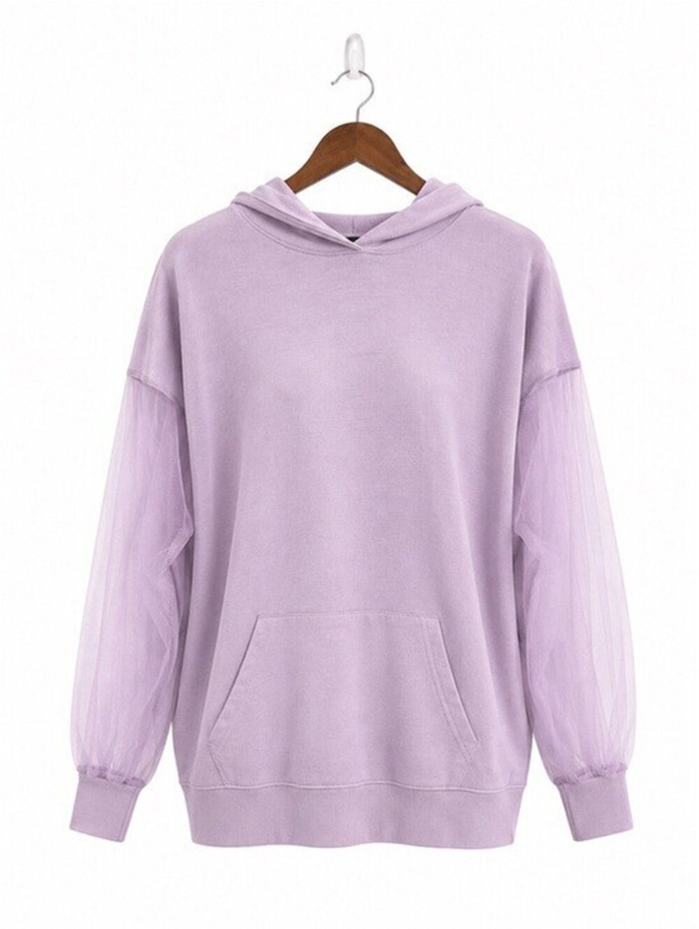 Missguided Women's Lavender Mesh Sleeve Hooded Sweatshirt Size 6